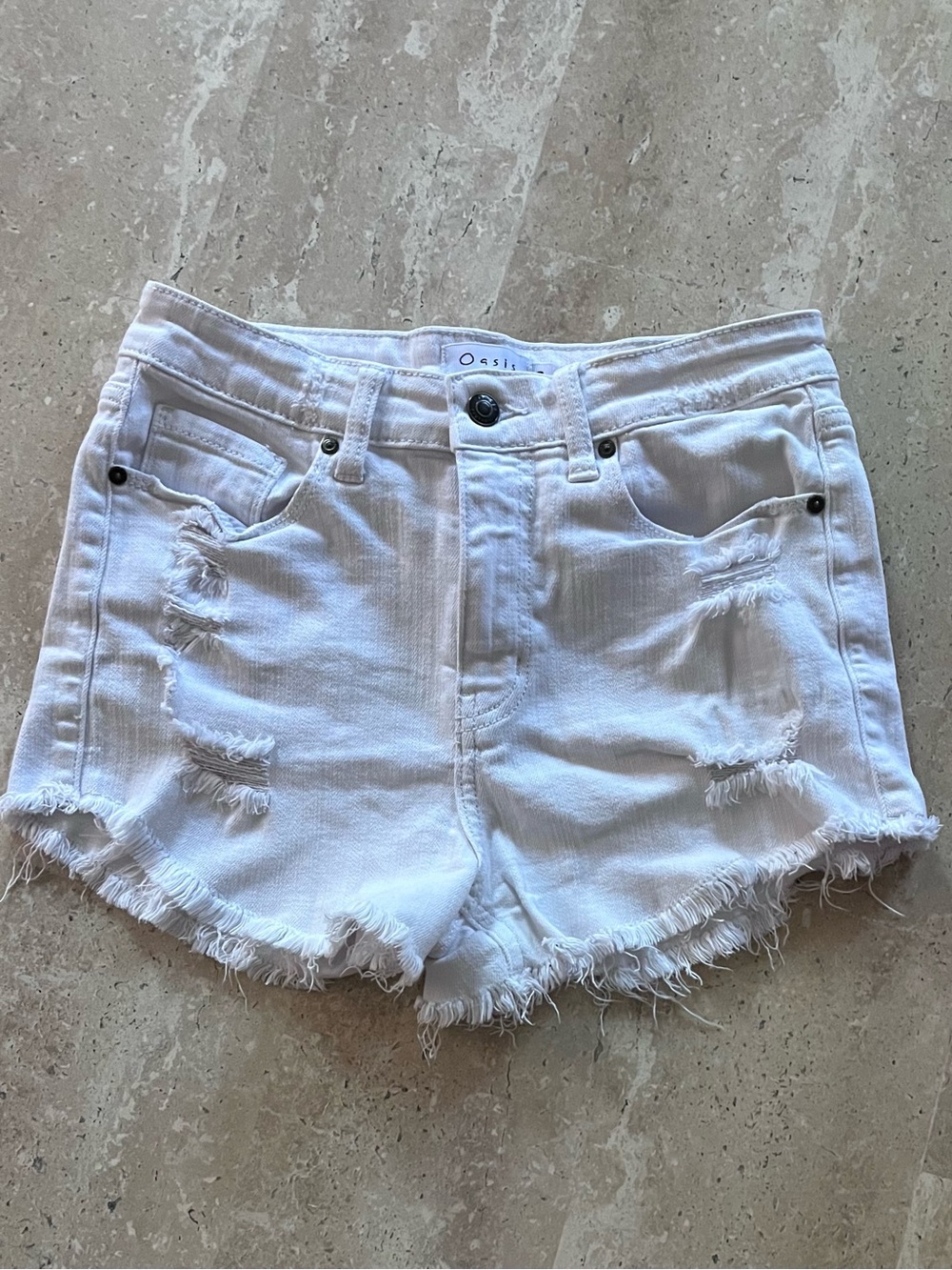 Oasis White Distressed Jean Shorts